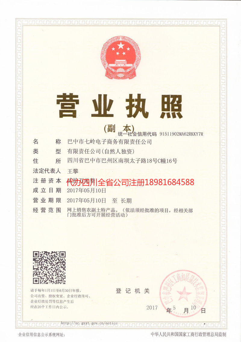 南岸南岸七岭电子商务有限责任公司